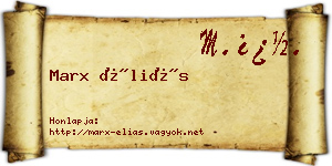 Marx Éliás névjegykártya